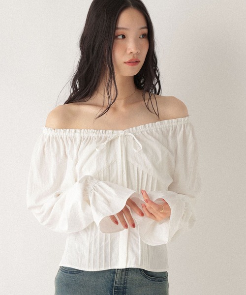 Heather(ヘザー)の「2WAYオフショルリボンブラウス 592568(シャツ/ブラウス・レディース・オフホワイト/ホワイト系その他/ブラック系その他・FREE)」の1枚目の写真