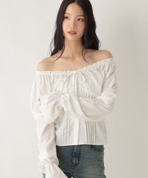 Heather(ヘザー)の「2WAYオフショルリボンブラウス 592568(シャツ/ブラウス・レディース・オフホワイト/ホワイト系その他/ブラック系その他・FREE)」の4枚目の写真