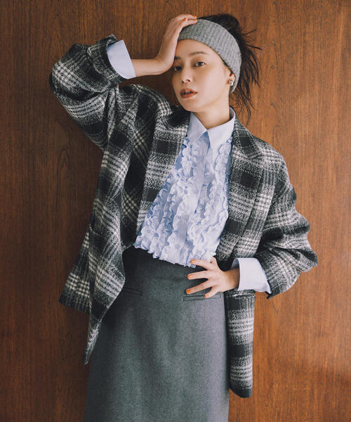 N.(N. Natural Beauty Basic)(エヌエヌナチュラルビューティーベーシック)の「フロントフリルブラウス(シャツ/ブラウス・レディース・ブルー/アイボリー・MEDIUM)」の21枚目の写真