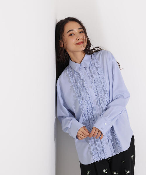 N.(N. Natural Beauty Basic)(エヌエヌナチュラルビューティーベーシック)の「フロントフリルブラウス(シャツ/ブラウス・レディース・ブルー/アイボリー・MEDIUM)」の12枚目の写真