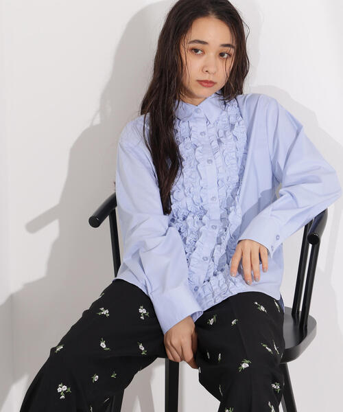 N.(N. Natural Beauty Basic)(エヌエヌナチュラルビューティーベーシック)の「フロントフリルブラウス(シャツ/ブラウス・レディース・ブルー/アイボリー・MEDIUM)」の13枚目の写真