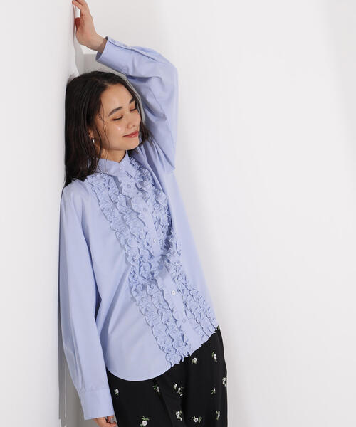 N.(N. Natural Beauty Basic)(エヌエヌナチュラルビューティーベーシック)の「フロントフリルブラウス(シャツ/ブラウス・レディース・ブルー/アイボリー・MEDIUM)」の15枚目の写真