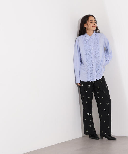 N.(N. Natural Beauty Basic)(エヌエヌナチュラルビューティーベーシック)の「フロントフリルブラウス(シャツ/ブラウス・レディース・ブルー/アイボリー・MEDIUM)」の8枚目の写真