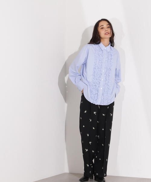 N.(N. Natural Beauty Basic)(エヌエヌナチュラルビューティーベーシック)の「フロントフリルブラウス(シャツ/ブラウス・レディース・ブルー/アイボリー・MEDIUM)」の9枚目の写真