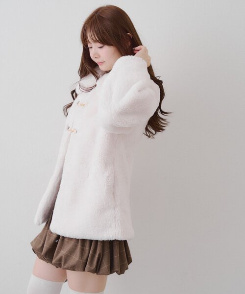 Another Branch olive des olive（アナザーブランチオリーブデオリーブ）の「ラビットファービット付きミドルコート（ブルゾン・レディース・アイボリー/チャコールグレー/モカ・FREE）」の6枚目の写真