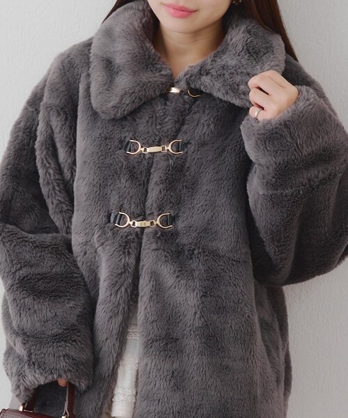 Another Branch olive des olive（アナザーブランチオリーブデオリーブ）の「ラビットファービット付きミドルコート（ブルゾン・レディース・アイボリー/チャコールグレー/モカ・FREE）」の12枚目の写真