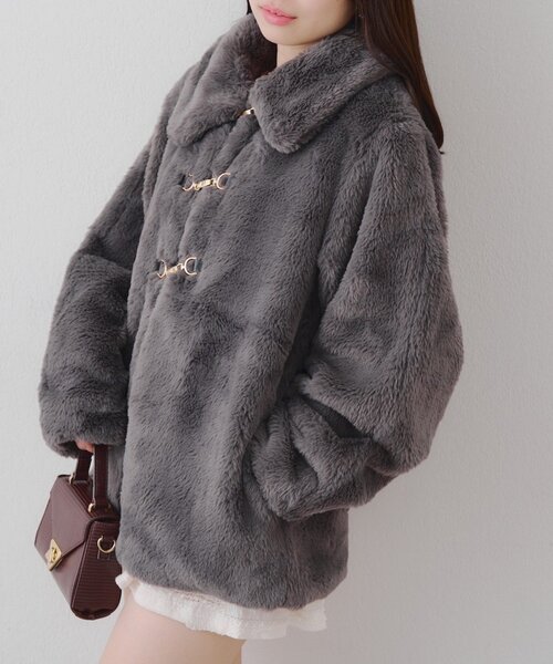 Another Branch olive des olive（アナザーブランチオリーブデオリーブ）の「ラビットファービット付きミドルコート（ブルゾン・レディース・アイボリー/チャコールグレー/モカ・FREE）」の14枚目の写真