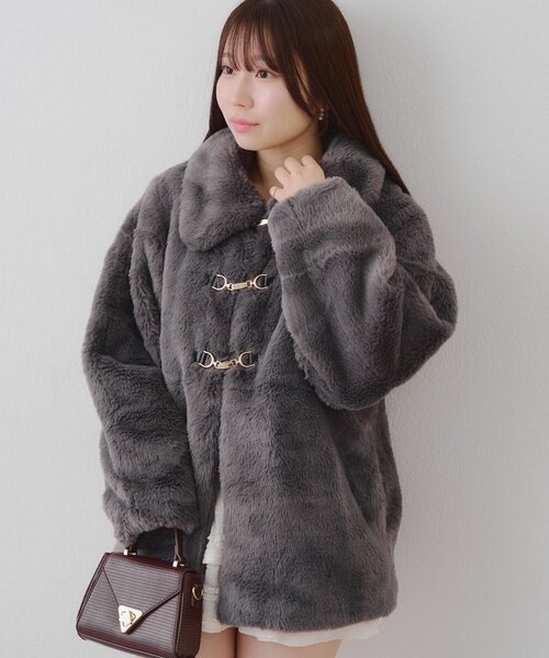 Another Branch olive des olive（アナザーブランチオリーブデオリーブ）の「ラビットファービット付きミドルコート（ブルゾン・レディース・アイボリー/チャコールグレー/モカ・FREE）」の15枚目の写真