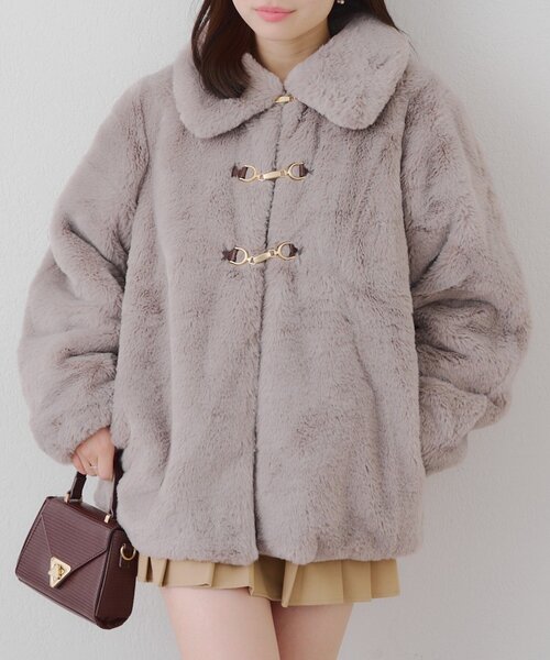 Another Branch olive des olive（アナザーブランチオリーブデオリーブ）の「ラビットファービット付きミドルコート（ブルゾン・レディース・アイボリー/チャコールグレー/モカ・FREE）」の16枚目の写真