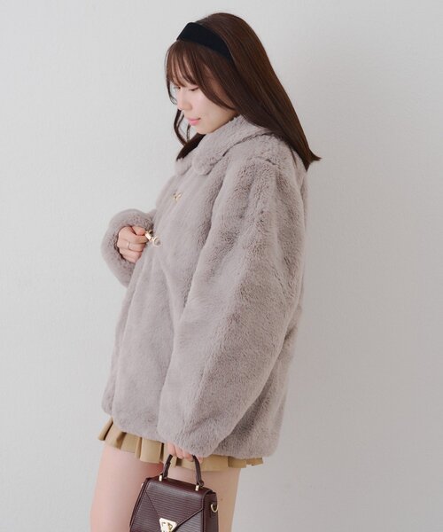 Another Branch olive des olive（アナザーブランチオリーブデオリーブ）の「ラビットファービット付きミドルコート（ブルゾン・レディース・アイボリー/チャコールグレー/モカ・FREE）」の17枚目の写真