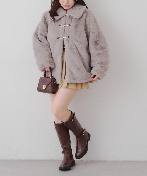 Another Branch olive des olive（アナザーブランチオリーブデオリーブ）の「ラビットファービット付きミドルコート（ブルゾン・レディース・アイボリー/チャコールグレー/モカ・FREE）」の18枚目の写真