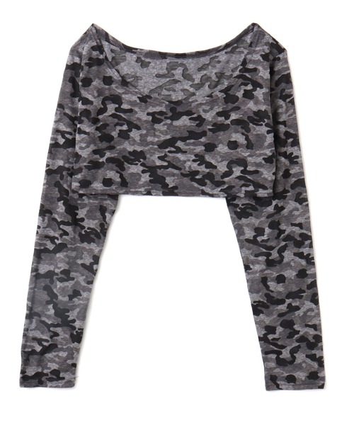atmos pink(アトモスピンク)の「atmos pink Cropped Camouflage Tops / アトモス ピンク クロップド カモフラージュ トップス(Tシャツ/カットソー・レディース・グレー・FREE)」の1枚目の写真