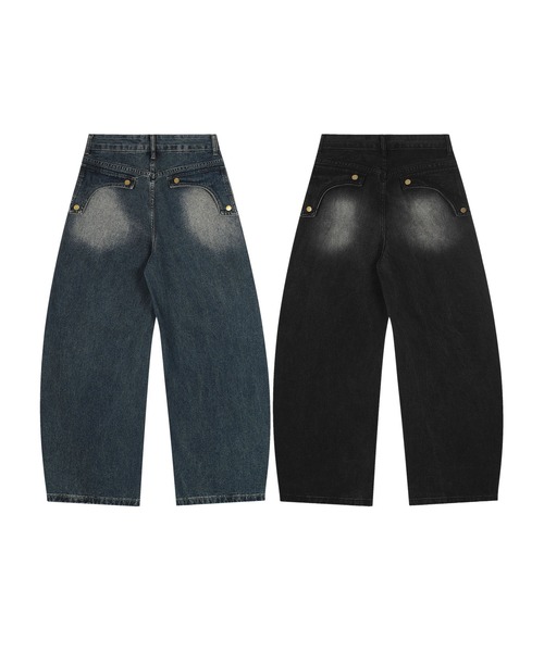 HOOK(フック)の「グラフィックステッチ ダメージ加工 デニムパンツ(デニムパンツ・メンズ・インディゴブルー/ブラック・SMALL/MEDIUM/LARGE)」の4枚目の写真