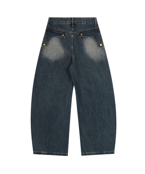 フック（HOOK）/グラフィックステッチ ダメージ加工 デニムパンツ グラフィックステッチ ダメージ加工 デニムパンツ（デニムパンツ