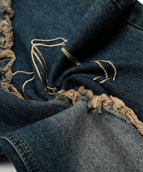 HOOK(フック)の「グラフィックステッチ ダメージ加工 デニムパンツ(デニムパンツ・メンズ・インディゴブルー/ブラック・SMALL/MEDIUM/LARGE)」の21枚目の写真