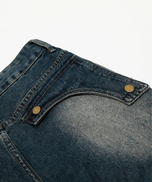 HOOK(フック)の「グラフィックステッチ ダメージ加工 デニムパンツ(デニムパンツ・メンズ・インディゴブルー/ブラック・SMALL/MEDIUM/LARGE)」の14枚目の写真