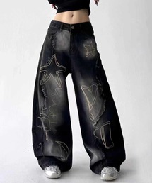 HOOK（フック）の「グラフィックステッチ ダメージ加工 デニムパンツ（デニムパンツ）」