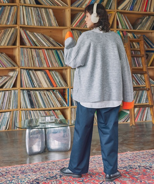 MONO-MART LADY'S（モノマートレディース）の「ダブルフェイス配色ノーカラーニットカーディガン（カーディガン/ボレロ・レディース・ブラック/アイボリー/杢グレー/ブラウン・FREE）」の15枚目の写真