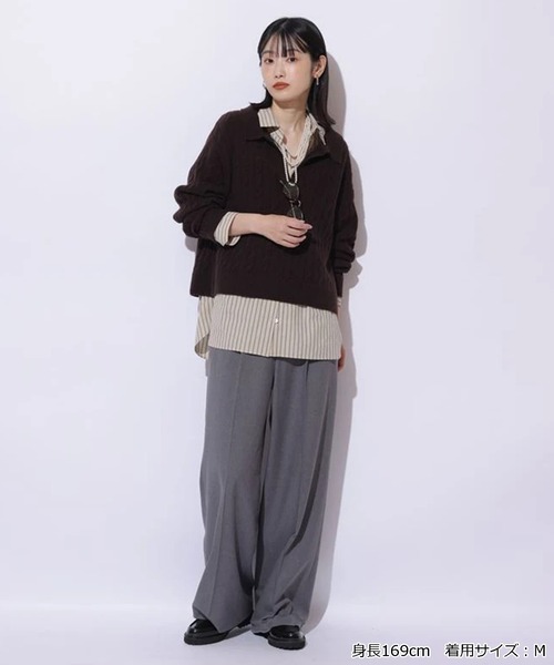 Mystrada（マイストラーダ）の「アクアケーブルポロニット（ニット/セーター・レディース・オフホワイト/ブラック系その他/ライトブルー/ピンク/ダークブラウン・38）」の20枚目の写真