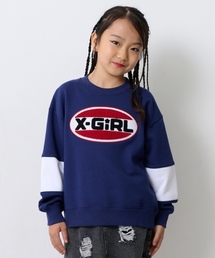 【TBSドラマ フェイクマミー 着用アイテム】サガラ刺しゅうオーバルロゴ配色トレーナー