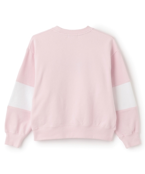 X-girl Stages（エックスガールステージス）の「【TBSドラマ フェイクマミー 着用アイテム】サガラ刺しゅうオーバルロゴ配色トレーナー（スウェット・キッズ・ピンク/ネイビー・140cm/110cm/120cm/100cm/130cm/90cm/80ｃｍ）」の13枚目の写真