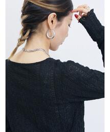 Samansa Mos2 blue | シアーレースロンT(Tシャツ/カットソー)