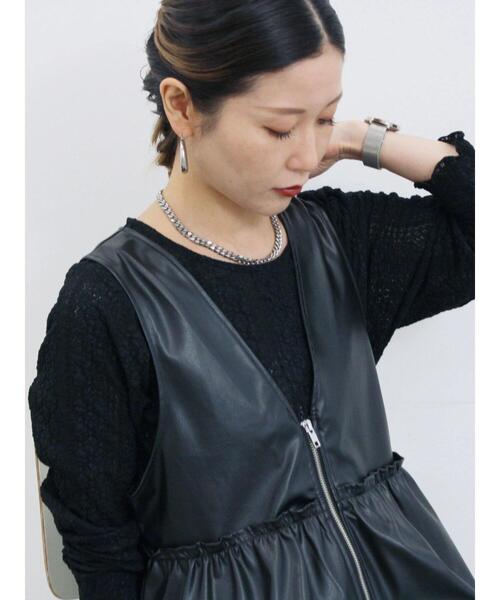 Samansa Mos2 blue(サマンサモスモスブルー)の「シアーレースロンT(Tシャツ/カットソー・レディース・シルバーグレー/オフホワイト/ブラック・F)」の19枚目の写真