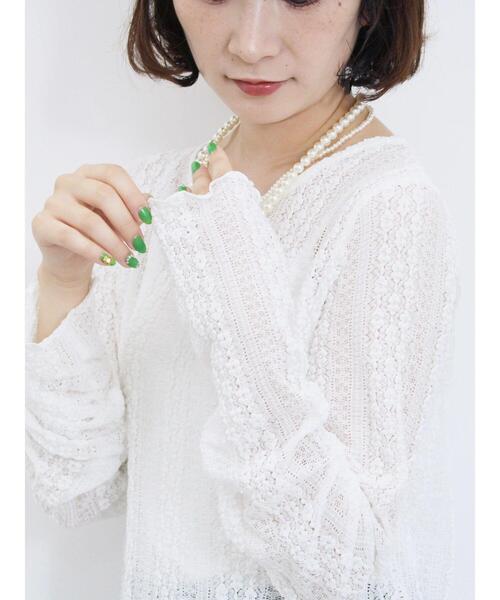 Samansa Mos2 blue(サマンサモスモスブルー)の「シアーレースロンT(Tシャツ/カットソー・レディース・シルバーグレー/オフホワイト/ブラック・F)」の11枚目の写真