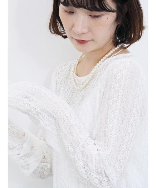 Samansa Mos2 blue(サマンサモスモスブルー)の「シアーレースロンT(Tシャツ/カットソー・レディース・シルバーグレー/オフホワイト/ブラック・F)」の10枚目の写真