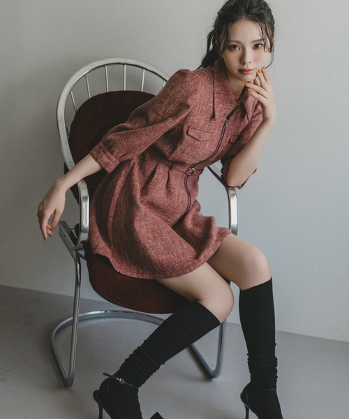 カラーミックスフロントZIPワンピース（ワンピース）｜REDYAZEL