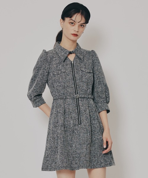 REDYAZEL ワンピース REDYAZEL ワンピース ビッグカラースクエアレースワンピース