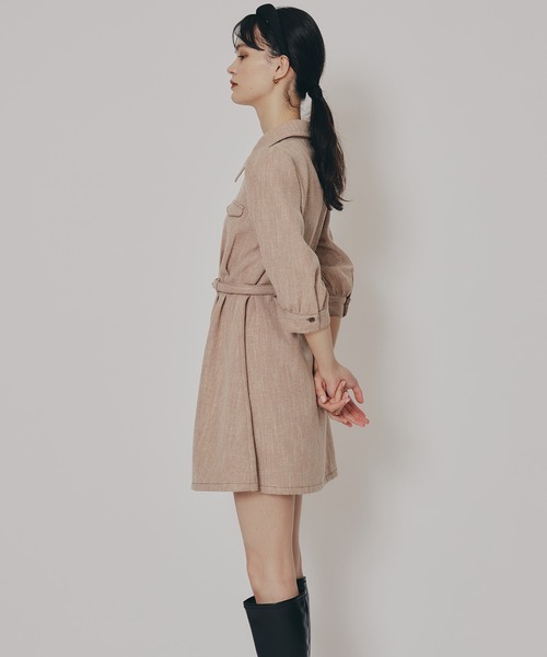 ワンピース 小さいサイズ/洗える】タフタジョイントフロントジップ