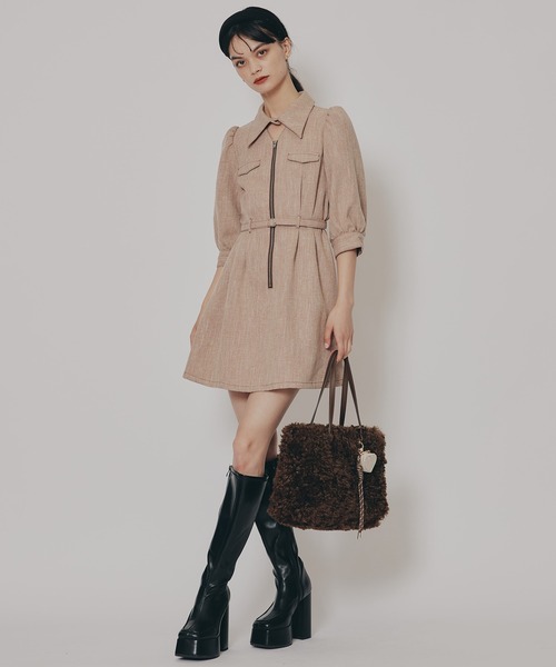 REDYAZEL（レディアゼル）の「カラーミックスフロントZIPワンピース（ワンピース・レディース・ボルドー/キャメル/ブラック/ネイビー・SMALL/MEDIUM）」の22枚目の写真