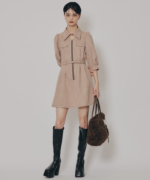 REDYAZEL（レディアゼル）の「カラーミックスフロントZIPワンピース（ワンピース・レディース・ボルドー/キャメル/ブラック/ネイビー・SMALL/MEDIUM）」の19枚目の写真