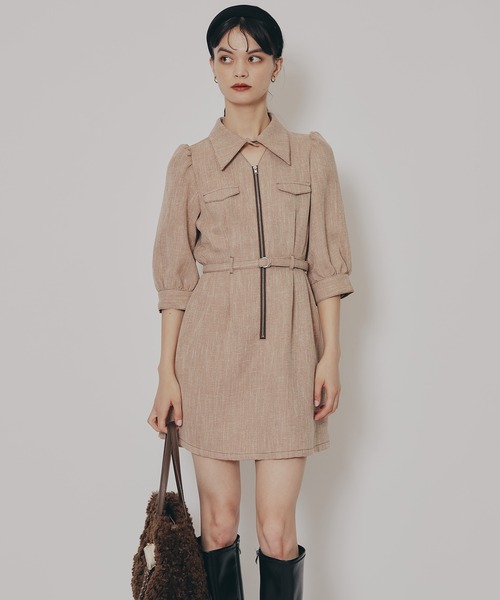 REDYAZEL（レディアゼル）の「カラーミックスフロントZIPワンピース（ワンピース・レディース・ボルドー/キャメル/ブラック/ネイビー・SMALL/MEDIUM）」の14枚目の写真