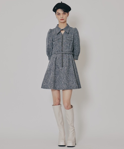 カラーミックスフロントZIPワンピース（ワンピース）｜REDYAZEL