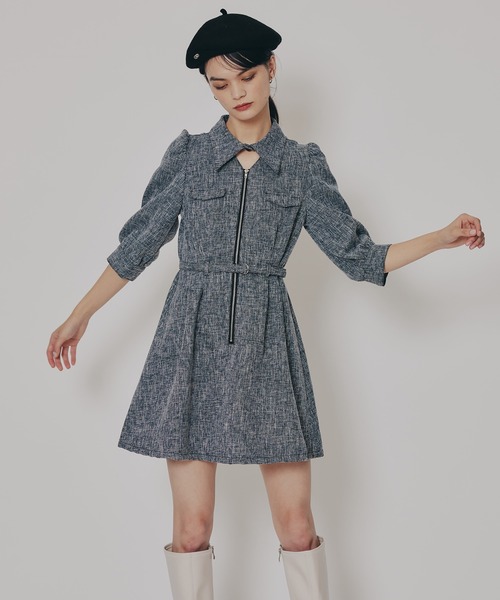 REDYAZEL（レディアゼル）の「カラーミックスフロントZIPワンピース（ワンピース・レディース・ボルドー/キャメル/ブラック/ネイビー・SMALL/MEDIUM）」の15枚目の写真