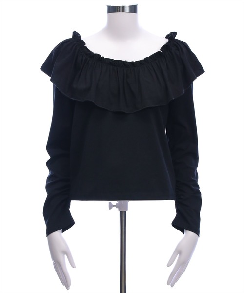 CLEAR BASIC（クリアベーシック）の「マルチwayフリル長袖カットソートップス［大人 カジュアル 着回し力抜群］（Tシャツ/カットソー・レディース・オフホワイト/ブラック・F）」の12枚目の写真