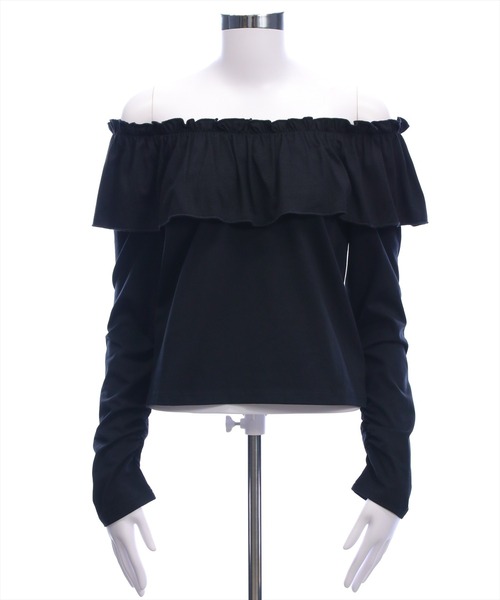 CLEAR BASIC（クリアベーシック）の「マルチwayフリル長袖カットソートップス［大人 カジュアル 着回し力抜群］（Tシャツ/カットソー・レディース・オフホワイト/ブラック・F）」の10枚目の写真