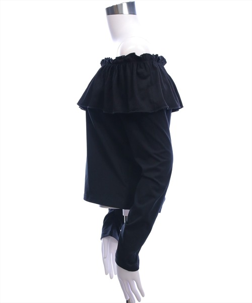 CLEAR BASIC（クリアベーシック）の「マルチwayフリル長袖カットソートップス［大人 カジュアル 着回し力抜群］（Tシャツ/カットソー・レディース・オフホワイト/ブラック・F）」の16枚目の写真