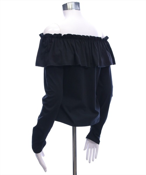 CLEAR BASIC（クリアベーシック）の「マルチwayフリル長袖カットソートップス［大人 カジュアル 着回し力抜群］（Tシャツ/カットソー・レディース・オフホワイト/ブラック・F）」の3枚目の写真