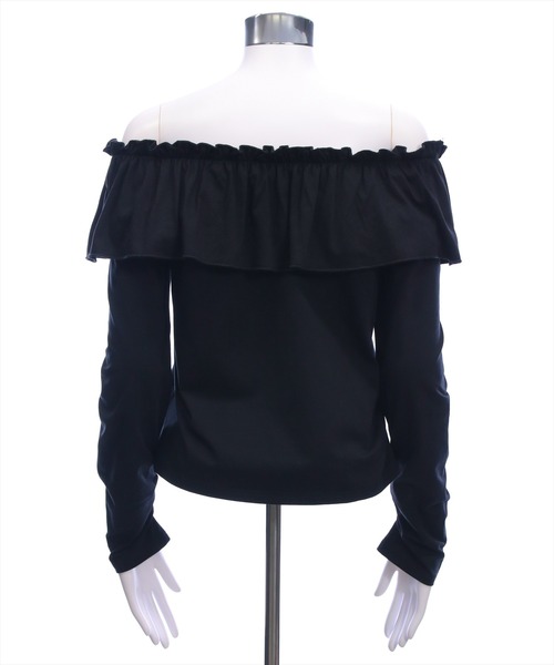 CLEAR BASIC（クリアベーシック）の「マルチwayフリル長袖カットソートップス［大人 カジュアル 着回し力抜群］（Tシャツ/カットソー・レディース・オフホワイト/ブラック・F）」の4枚目の写真