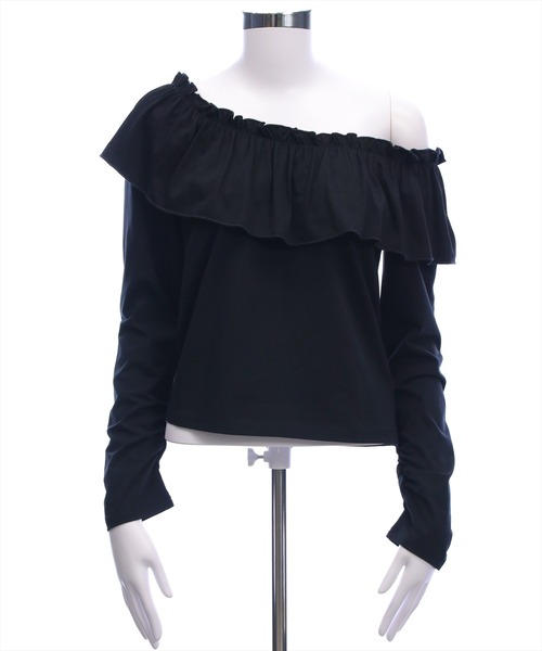 CLEAR BASIC（クリアベーシック）の「マルチwayフリル長袖カットソートップス［大人 カジュアル 着回し力抜群］（Tシャツ/カットソー・レディース・オフホワイト/ブラック・F）」の5枚目の写真