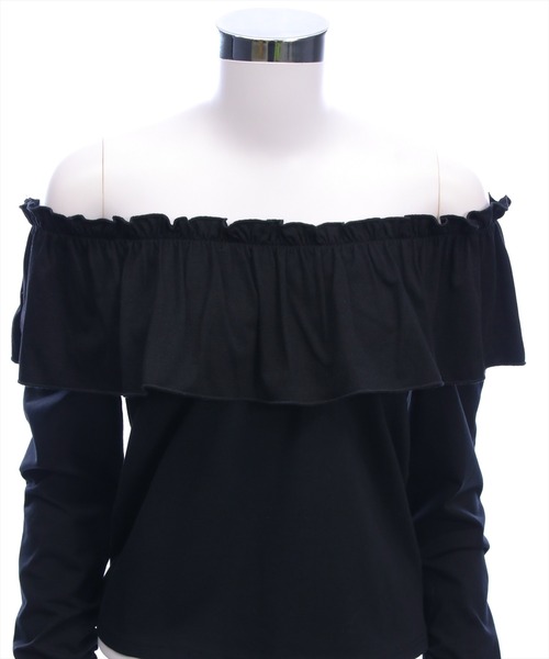 CLEAR BASIC（クリアベーシック）の「マルチwayフリル長袖カットソートップス［大人 カジュアル 着回し力抜群］（Tシャツ/カットソー・レディース・オフホワイト/ブラック・F）」の9枚目の写真