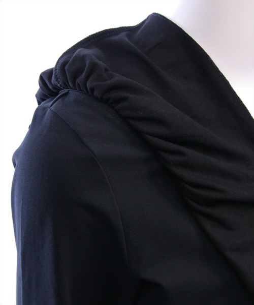 CLEAR BASIC（クリアベーシック）の「マルチwayフリル長袖カットソートップス［大人 カジュアル 着回し力抜群］（Tシャツ/カットソー・レディース・オフホワイト/ブラック・F）」の11枚目の写真