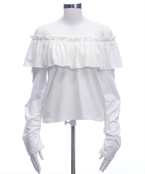 CLEAR BASIC（クリアベーシック）の「マルチwayフリル長袖カットソートップス［大人 カジュアル 着回し力抜群］（Tシャツ/カットソー・レディース・オフホワイト/ブラック・F）」の8枚目の写真