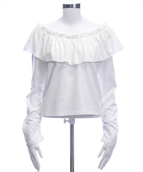 CLEAR BASIC（クリアベーシック）の「マルチwayフリル長袖カットソートップス［大人 カジュアル 着回し力抜群］（Tシャツ/カットソー・レディース・オフホワイト/ブラック・F）」の13枚目の写真