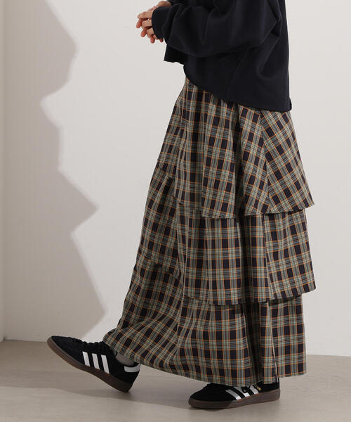 N.（N. Natural Beauty Basic）（エヌエヌナチュラルビューティーベーシック）の「ランダムティアードチェックスカート（スカート・レディース・イエロー系その他/ブルー系その他・MEDIUM）」の5枚目の写真