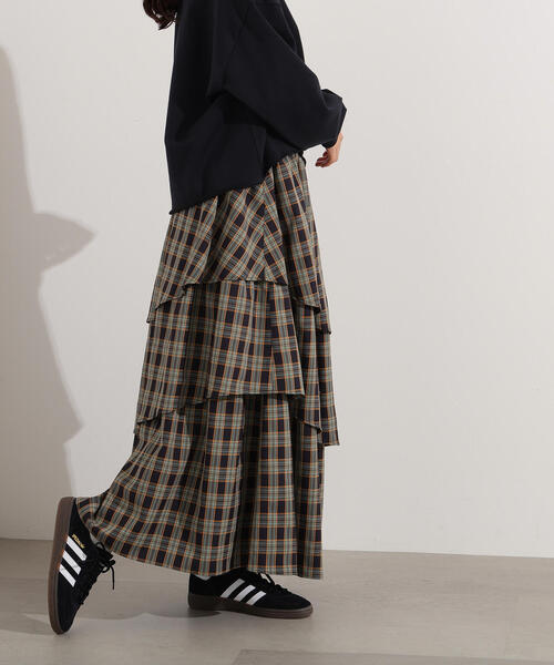 N.（N. Natural Beauty Basic）（エヌエヌナチュラルビューティーベーシック）の「ランダムティアードチェックスカート（スカート・レディース・イエロー系その他/ブルー系その他・MEDIUM）」の7枚目の写真