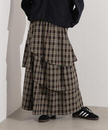 N.(N. Natural Beauty Basic) | ランダムティアードチェックスカート(スカート)